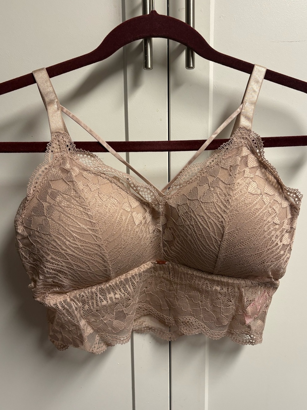 Lady J Lace Bralette in Blush Pink removable pads Women's Intimates NEW  Sz XL